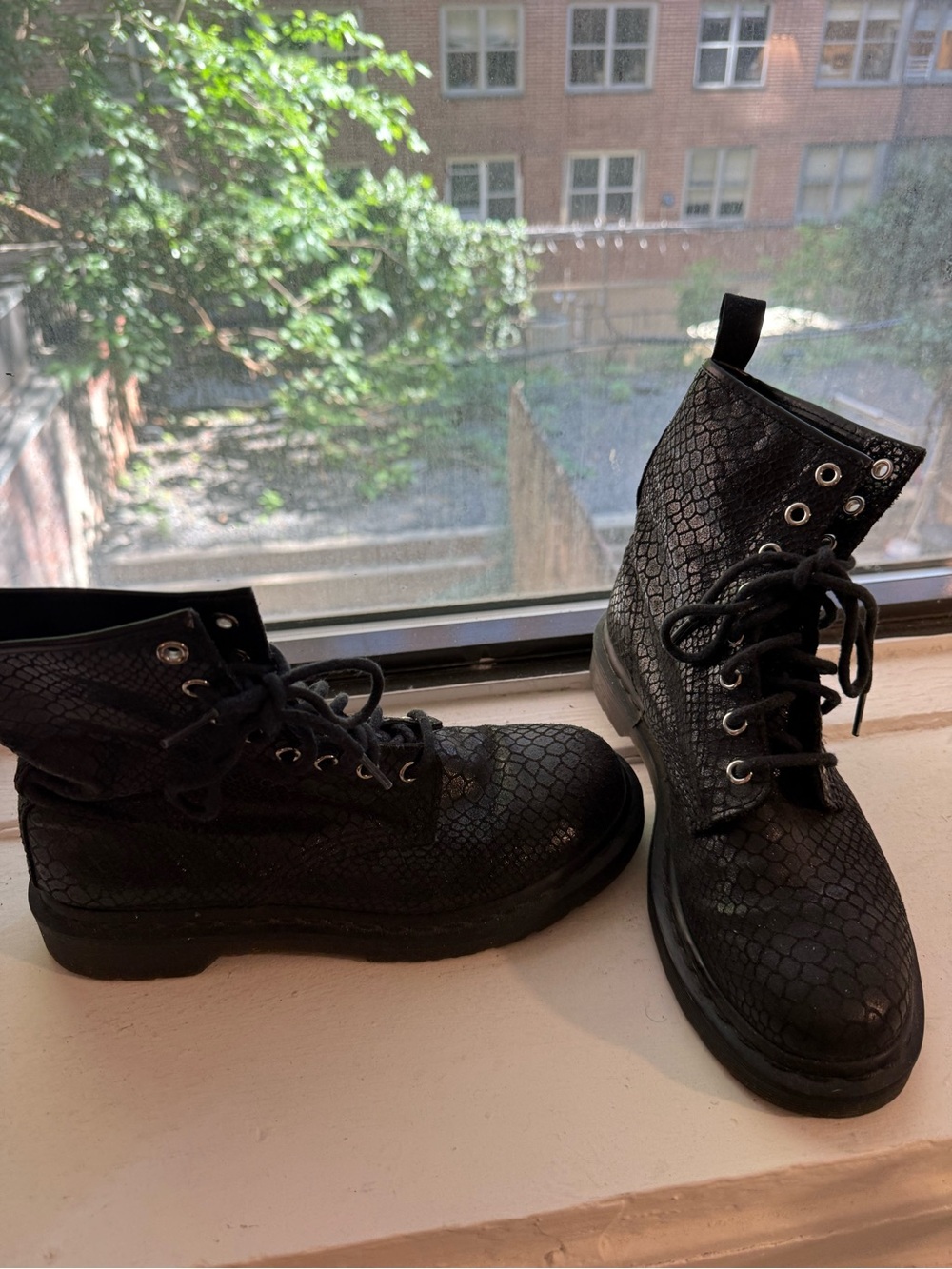 Dr. Martens Snake skin Leather Combat Boots - Picture 4 of 9